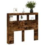 Headboard Cabinet with LED Smoked Oak 120x17x102 cm 839193