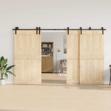 Sliding Door Hardware Kit 366 cm Steel Black 3295795