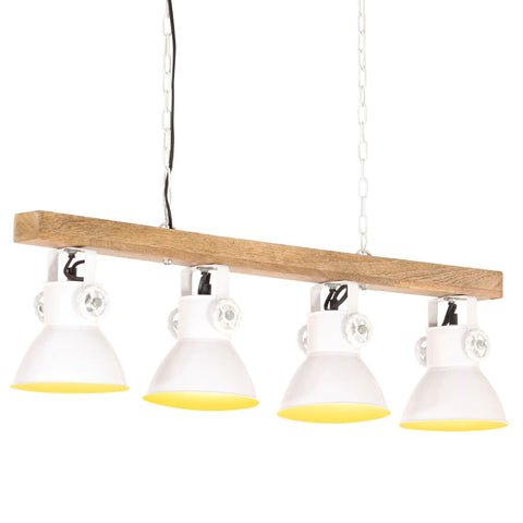Industrial Ceiling Lamp White E27 Mango Wood 320524