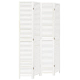 Room Divider 4 Panels White Solid Wood Paulownia 358836