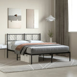 Metal Bed Frame without Mattress with Headboard Black 160x200cm 372182