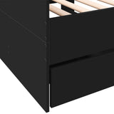 ZNTS Daybed with Drawers without Mattress Black 75x190 cm Small Single 3280833