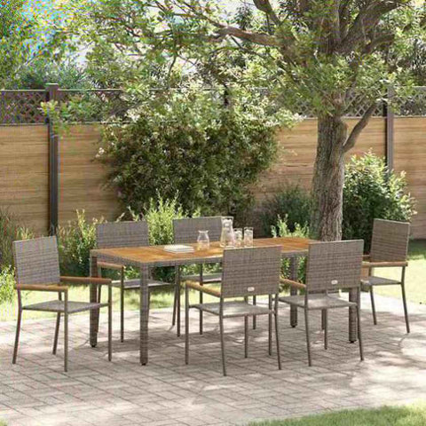 Garden Dining Set 7 pcs Grey Poly Rattan 3365411