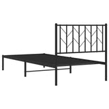 Metal Bed Frame without Mattress with Headboard Black 90x190cm 374429