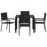 Garden Dining Set 5 pcs Black Poly Rattan 3365387