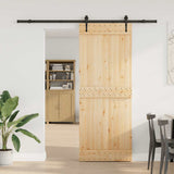 Sliding Door with Hardware Set 80x210 cm Solid Wood Pine 3332695