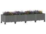 Garden Planter with Wheels Light Grey 160 x 40 x 48 cm PP 3423136
