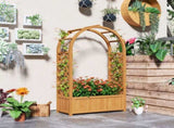 Wooden Raised Garden Bed with Trellis, Liner, Drainage Holes, for Vine Climbing Plants, Flowers, 83 T3398P320202