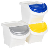 Stackable Waste Bins with Lids 3 pcs White PP 78 L 364068