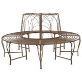 Tree Bench 8-Seater 160 x 89 cm Steel Antique Brown Round 42029517