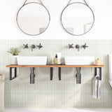 Basin Shelf Wall Mounted Steel and Solid Wood Beech 3302457