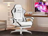 Computer Gaming Chair, PU Leather Desk Chair with Footrest, Swivel Task Chair with 135&deg Reclining T3398P343088