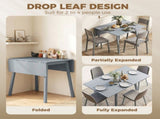 Solid Wood Folding Dining Table, Drop Leaf Table for 2-4 People, Rectangle Kitchen Table T3398P553272