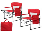 Set of 2 Folding Camping Directors Chair, Portable Folding Outdoor Chair with Built-in Cup Holder, 99506817