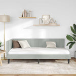 Corner Bed Frame with Headboard Light grey 90 x 190 cm Velvet 42016338