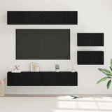 TV Cabinet Set Wall-mounted 6 pcs Black Oak Engineered Wood 3393475