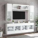 6 Piece TV Wall Cabinet Set with LED Lights White 3216797