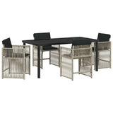 Garden Dining Set 5 pcs Light Grey Poly Rattan 3380791