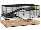 3 Tiers Hamster Cage, Gerbil Cage with Deep Glass Bottom, Non-Slip Ramps, Platforms, Hut, Exercise T3398P350088