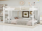 White metal bunk bed for both adults and children, with safety railing and ladder, mattress size W3987P434168