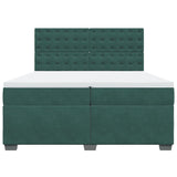 Box Spring Bed with Mattress Dark Green 200x200 cm Velvet 3291017
