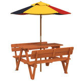 Picnic Table for 4 Kids with Umbrella Solid Wood Fir 3281619