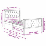 Bed Frame with Headboard Taupe 90 x 190 cm Solid Pine Wood 878437