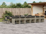 17 Piece Garden Dining Set with Cushions Light Grey Poly Rattan 3211727