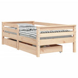 Kids Bed Frame with Drawers 70x140 cm Solid Wood Pine 834441