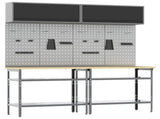 Work Bench Set 8 pcs Black and Grey Powder-Coated Steel 3321504
