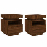 Bedside Cabinets with LED Lights 2 pcs Brown Oak 40x39x48.5 cm 836797
