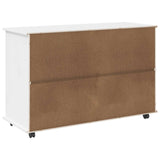 Rolling Cabinet White 100 x 39 x 65.5 cm Solid Pine Wood 42028385