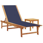 ZNTS Sun Loungers 2 pcs with Table Blue Solid Wood Acacia and Textilene 3279254