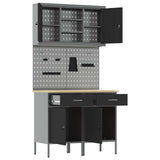 Work Cabinet Set 6 pcs Black Steel and Engineered Wood 3321418