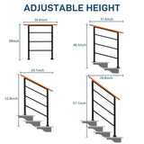 ZNTS Handrails for Outdoor Steps, Wrought Iron Solid Wood Hand Railing for Concrete Steps, Porch Steps, 57461592