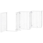 Dog Gate with Door Foldable 15 Panels White 750 cm Poplar Wood 3155540