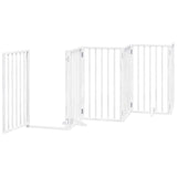 Dog Gate with Door Foldable 15 Panels White 750 cm Poplar Wood 3155540
