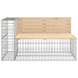 Garden Bench With Gabion Basket Natural Pine, Silver 3196242