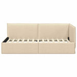 Corner Bed Frame with Headboard Cream 80 x 200 cm Fabric 42016453