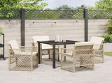 Garden Dining Set 5 pcs Beige Poly Rattan 3380633