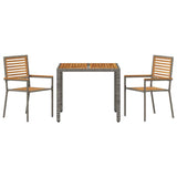 Garden Dining Set 3 pcs Grey Poly Rattan 3365435