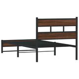 Metal Bed Frame without Mattress Brown Oak 107x203 cm 4017322