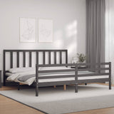 Bed Frame without Mattress Grey 200x200 cm Solid Wood Pine 3193878