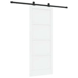 Sliding Door White and Black 83 x 211 cm Solid Pine Wood 3333367