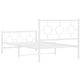 Metal Bed Frame without Mattress with Footboard White 100x200cm 376288