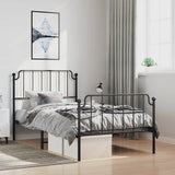 Metal Bed Frame without Mattress with Footboard Black 100x200cm 373900