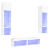 6 Piece TV Wall Units with LED White Engineered Wood 3216622
