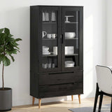 Glass Display Cabinet Black 90 x 35 x 175 cm 42020945