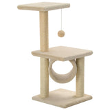 Cat Tree with Sisal Scratching Posts 65 cm Beige 170548