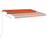 Manual Retractable Awning with LED 300x250 cm Orange and Brown 3068865